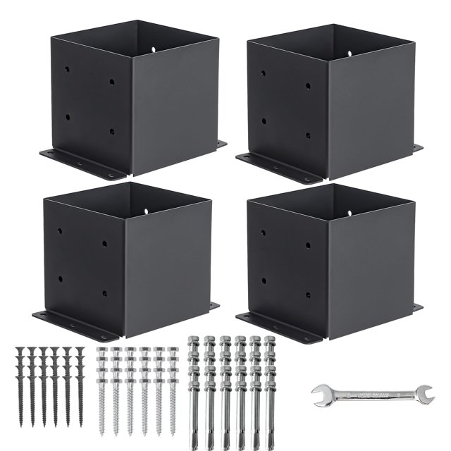 Base para postes AXWHYS, 6 x 6 pulgadas, resistente, de metal negro con revestimiento en polvo