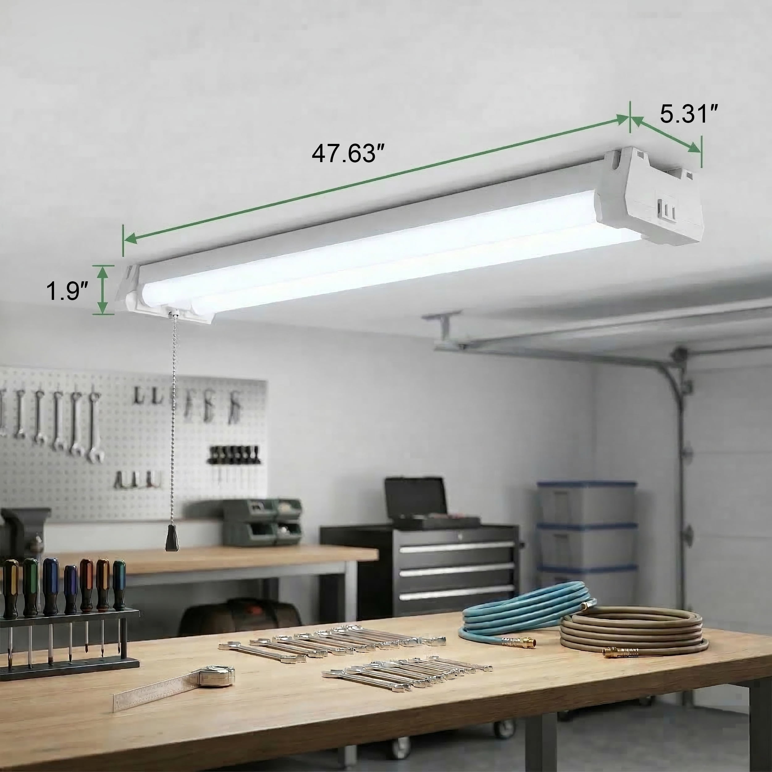 MaxLite 4 feet LED Shop Light Fixture, 43W 120V, 43W 5000K, Linkable, for Garage, Workshop, Basement, Warehouse, White