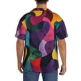 thumbnail image 3 of Lsque Vibrant Abstract Flow print Men's Cuban Collar Short Sleeve Shirt Summer Beachwear Casual Button Down Fashionable Vacation Leisure Shirt-X-Large, 3 of 7