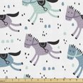 thumbnail image 1 of Animal Fabric by the Yard, Little Horses Galloping Running Random Dots Stripes Drawing Cartoon Image, Upholstery Fabric for Dining Chairs Home Decor Accents, Grey Pink Cadet Blue by Ambesonne, 1 of 5