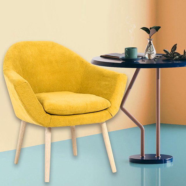 Sillón de ocio, sofá, sillón, sencillo, elegante, versátil, con respaldo y reposabrazos, sillón para dormitorio, balcón, oficina, sala de estar Amarillo