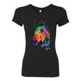 thumbnail image 2 of Colorful Rainbow Rabbit Animal Lover Womens Slim Fit Junior Tee, Black, Small, 2 of 3