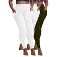 thumbnail image 2 of CFLVAEK Quick Dry Fleece Lined Leggings Women Pack of 3 Plus Size Tummy Control High Waist Yoga Legging Tights Thermal Warm Winter Leggings with Pockets （White+White+Army Green） XXXXXL, 2 of 9
