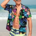 thumbnail image 5 of Lsque Colorful Flowers pattern Hawaiian Shirt for Men, Unisex Summer Beach Casual Short Sleeve Button Down Shirts-X-Large, 5 of 9