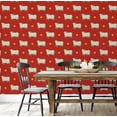 thumbnail image 4 of S4Sassy Cow Animal Print Wallpaper - Asian Style Wall Covering, 25" X 120" Self-Adhesive Vinyl Walls Paper, Decorative Wallwrap, Easy Diy Walls Covering For Bedroom, Living Room, Living Spaces - Red, 4 of 7