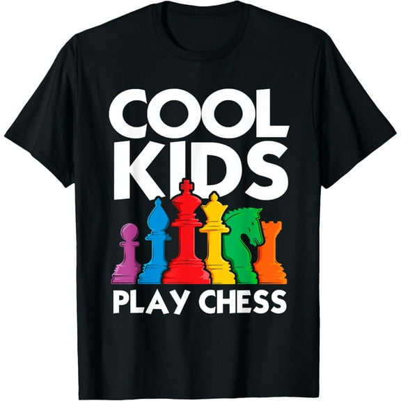 Cool Kids Play Chess Funny Chess Lover Shirt for Boys Girls T-ShirtMen and women, White Black T-shirt, size: Extra large S-368XL