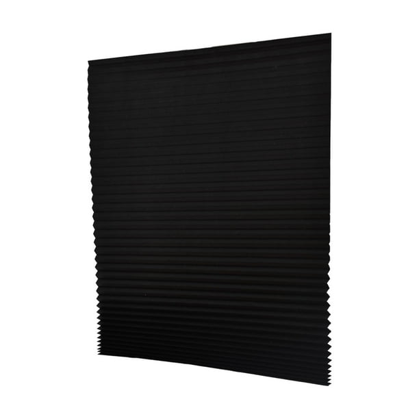 Cortinas opacas plisadas para ventana, autoadhesivas, ligeras, para dormitorio Negro L