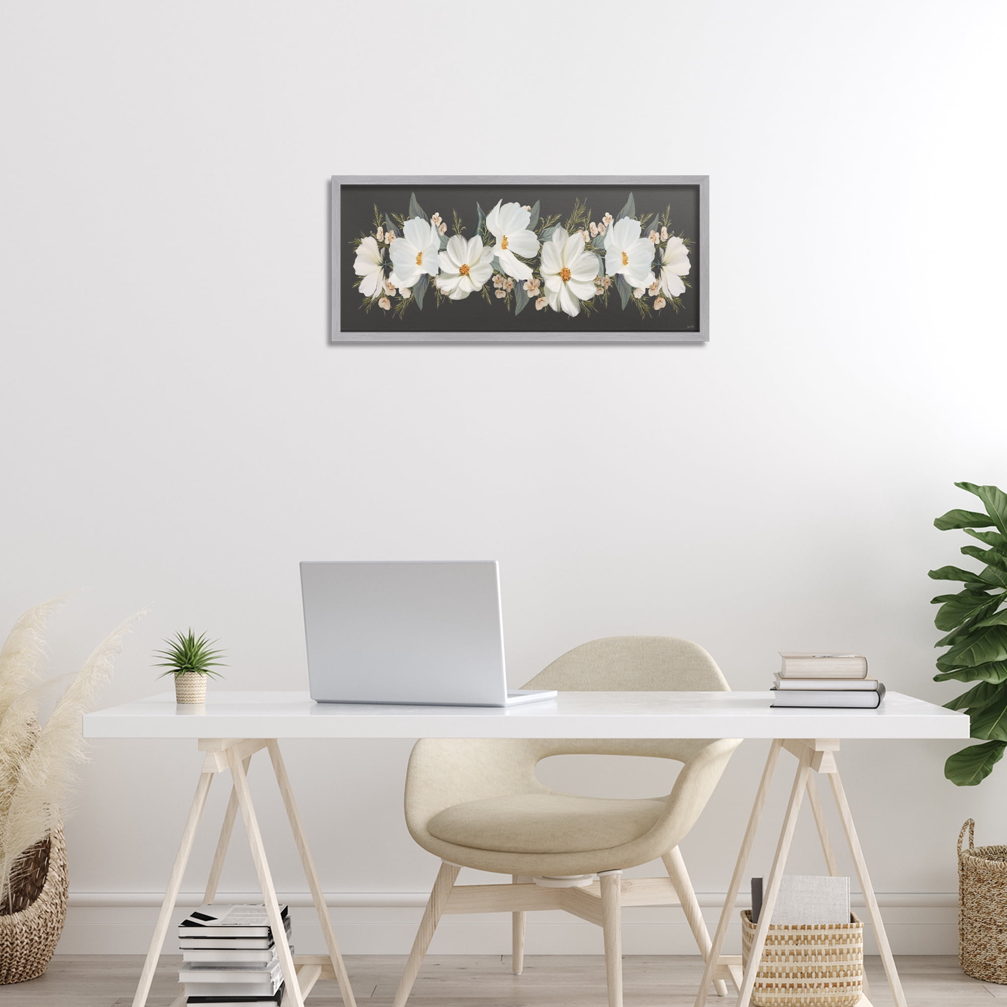 Stupell Industries Line Of Lace Cosmos Gray Framed Giclee Art, design by House Fenway