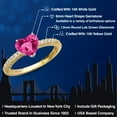thumbnail image 2 of Gem Stone King 14K Two Tone Gold Pink Created Sapphire and Lab Grown Diamond Engagement Ring for Women | 1.96 Cttw | Heart Shape 8MM | Gemstone September Birthstone | Size 7, 2 of 6