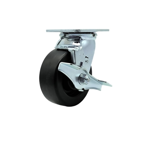 5 Inch Polyolefin Swivel Caster with Roller Bearing and Brake Service Caster