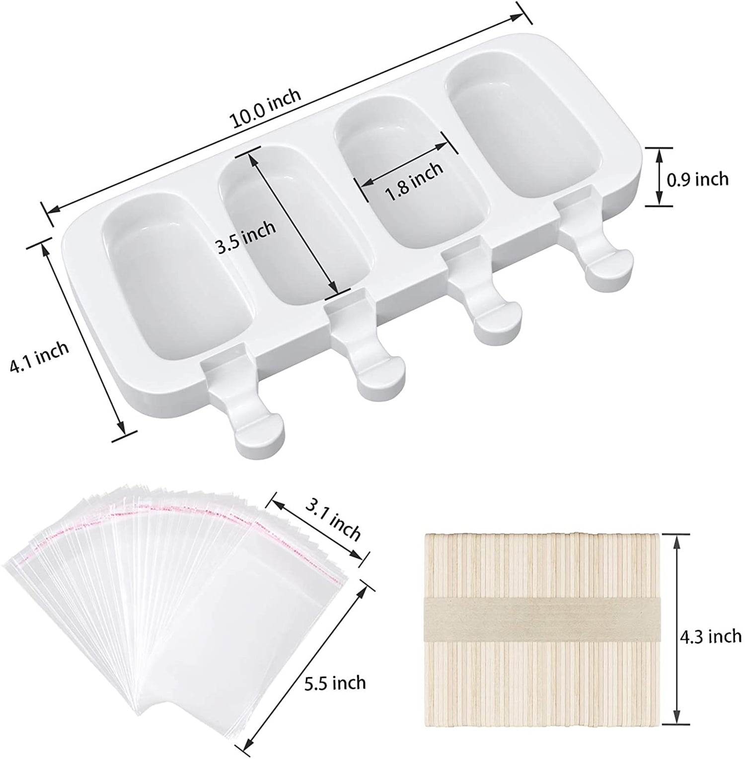 Kepooman Silicone Durable DIY Popsicles Mold Set for Ice Cream, Fresh Fruitsicle Frozen Pop Tray Holders, White Kepooman Silicone Durable DIY Popsicles Mold Set for Ice Cream, Fresh Fruitsicle Frozen Pop Tray Holders, White