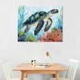 thumbnail image 2 of Nawypu Ocean Animals Canvas Wall Art Sea Turtle Fish Pictures Bathroom Wall Decor Watercolor Blue Crab Seahorse Printed Pictures Artwork Modern Home Decoration for Kids Bedroom Ready to Hang, 2 of 4