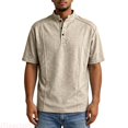 thumbnail image 2 of JTieacloth Men's T-Shirts Casual Button Down Stand Collar Short Sleeved Shirt T Shirt(Yellow,S), 2 of 6
