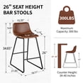 thumbnail image 3 of FIRAVOE Counter Height Bar Stools Set of 4 (Low Back) (26 Inch) Leather Modern Barstools Counter Stools Bar Chairs Brown Bar Stools for Kitchen Island, 3 of 12