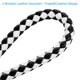 thumbnail image 4 of Llavero de cuero trenzado con funda de anillo de acero inoxidable, pulsera de cuerda tejida de PU, Blanco Negro, 4 of 5