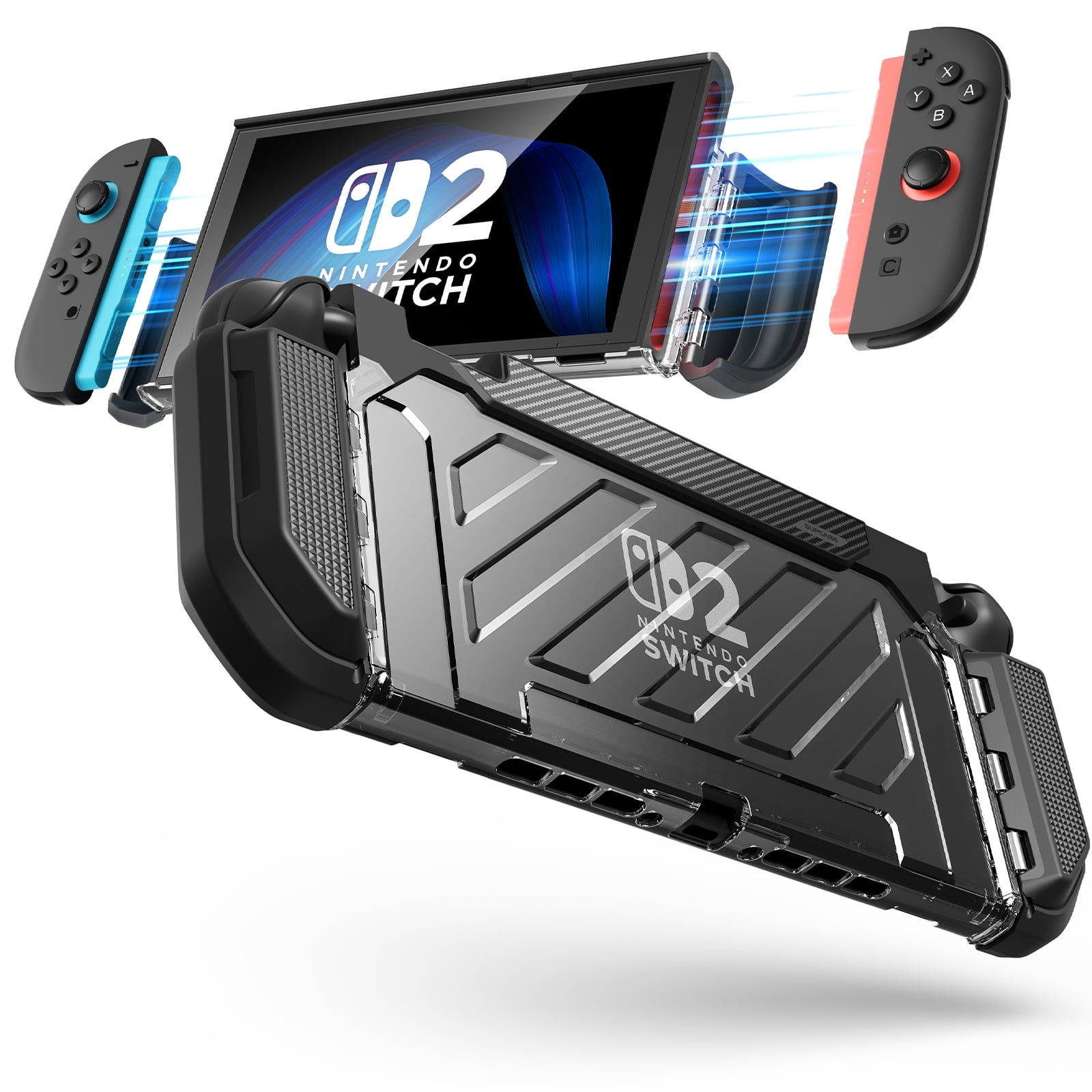 SUPCASE for Nintendo Switch 2 Case 2025 (Unicorn Beetle Pro), [Military-Grade Protection] [Magnetic Joy Con Controllers Friendly] Dockable Integrated Cover Accessories for Nintendo Switch 2, Black
