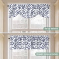 thumbnail image 4 of Blue Flower Tie Up Valance Curtains for Windows, Kitchen Curtains Window Shades, Spring Leaf Vintage Farmhouse Boho Plant Light Filtering Roman Curtain Valances for Bedroom/Bathroom/Cafe 60"x18", 4 of 9