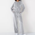 thumbnail image 2 of Women's Velvet Hoodie and High Waist Jogger Pants Set Soft Stretchy Athletic Comfort Wear, 2 of 8