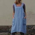 thumbnail image 2 of 2026 Cotton Linen Apron Cross Back Apron for Womens with Pockets Pinafore Dress for Baking Cooking Sky Blue S, 2 of 6