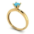 thumbnail image 2 of 0.5 ct Round Cut Simulated Turquoise Solitaire 18K Yellow Gold Womens Engagement Ring, 2 of 5