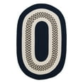 thumbnail image 2 of 2' x 7' Navy Blue and White Oval Handcrafted Braided Runner Rug, 2 of 3