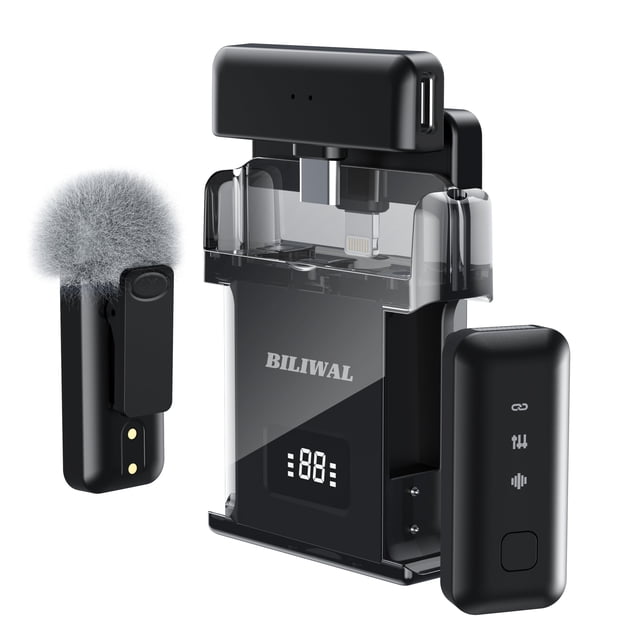 Micrófono Lavalier inalámbrico BILIWAL para iPhone/Android/portátil