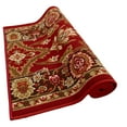 thumbnail image 3 of Custom Size Anti Slip Backing Low Pile Oriental Mahal Red Design for Indoor Mat Rug Hallway Entryway Stairway Bedroom Kitchen ( Oriental Mahal Red, 26" x 12' ), 3 of 3
