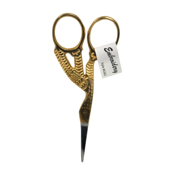 3 1/2 Inch Stork Embroidery Scissors Gold