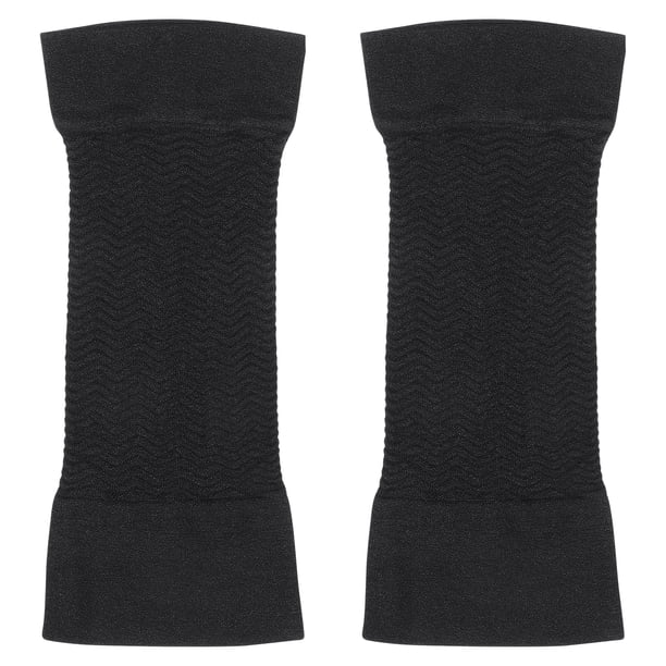 1 par de mangas elásticas de compresión para brazos, adelgazantes, moldeadoras y protectoras para la parte superior de los brazos, ideales para el fitness (Negro)
