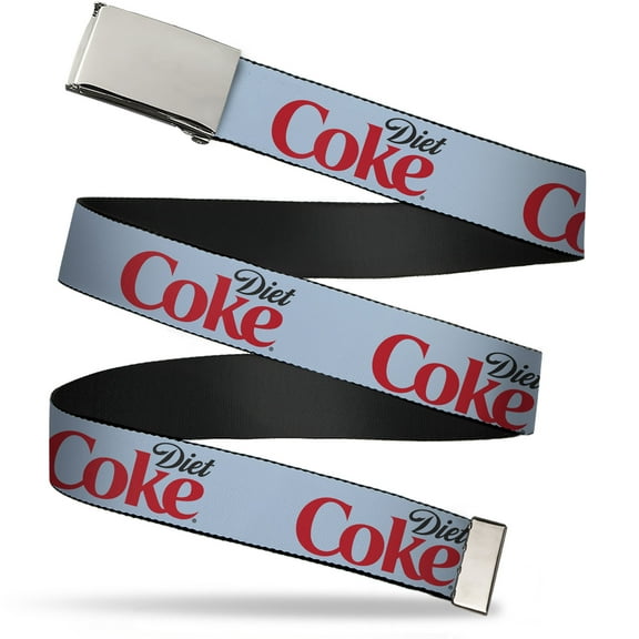 Adjustable Belt, Clamp Buckle, Cut-to-Fit, Diet Coke Logo Light Gray Black Red