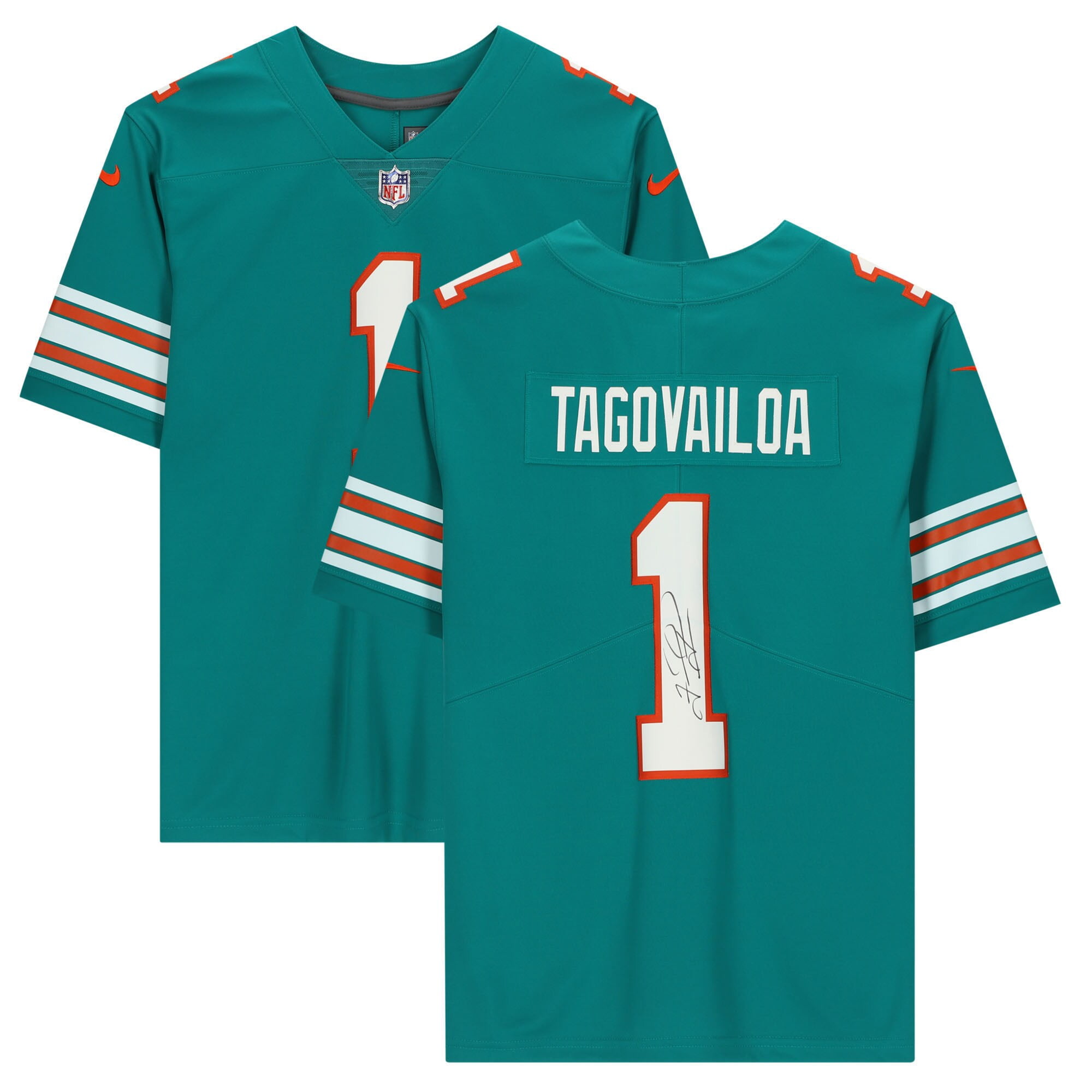 Tua Tagovailoa Miami Dolphins Autographed Aqua Throwback Nike Limited Jersey  