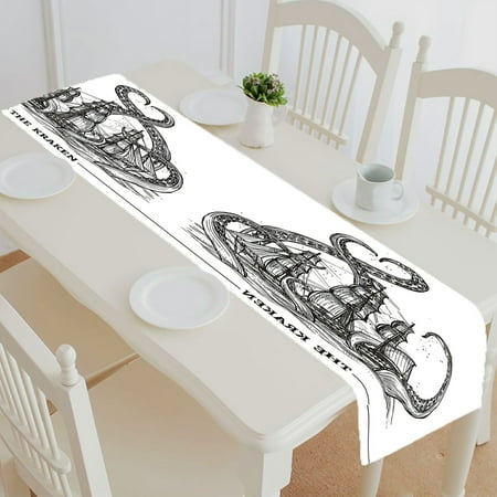 

ABPHQTO Ship Octopus Table Runner Placemat Tablecloth For Home Decor 14x72 Inch