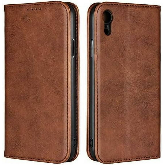 for Apple iPhone XR Wallet Case,Premium PU Leather Flip Folio Case Card Slot, Stand Holder Magnetic Closure [TPU Shockproof Interior Protective Case Cover ] for Apple iPhone XR 6.1",Brown
