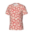 thumbnail image 3 of Yiaed Beige Flowers Print Mens Short Sleeve Tight Fit T-Shirt, Crewneck Casual Tee-Small, 3 of 5