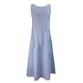 thumbnail image 3 of Vestido largo de verano TIMIFIS sin mangas de algodón azul a rayas, 3 of 7