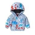 thumbnail image 2 of Utoimkio Toddler Baby Boys Girls Hooded Jackets Spring Fall Cartoon Print Coat Lightweight Windproof Outwear Kids Zipper Up Hooded Jackets for Kids 1-6 Years, 2 of 9