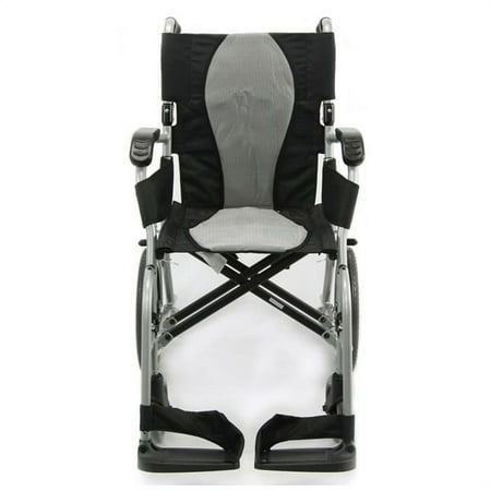 Karman Ergo Lite Ultra Lightweight Ergomonic Transport Wheelchair with Companion Brakes, Pearl Silver, 16" Seat Width