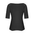 thumbnail image 5 of JGGSPWM Women's Crop Tops Basic Scoop Neck 3/4 Sleeve T-Shirt V Neck Half Sleeve Tees Slim Fit Black M, 5 of 6