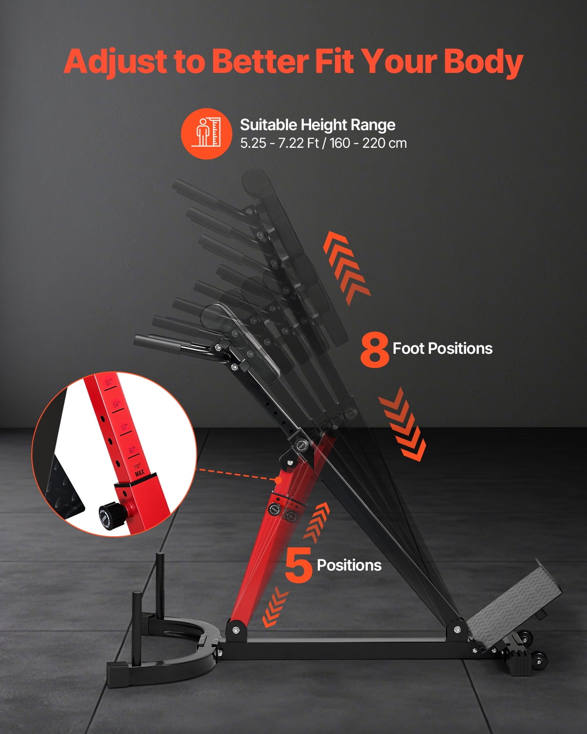 VEVOR Roman Chair Hyperextension Bench, 350 lbs Adjustable Extension Machine, Multi-Function Exercise Equipment for Glute, Hamstring, Lower Back, and Ab Workout, Fitness Weight Bench for Home Gym