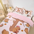 thumbnail image 3 of Erosebridal Girls Personalized Initial T Cute Capybara Twin Bedding For Kids,Cartoon Fruit Orange Watermelon Flowers Duvet Cover Set,2pcs,No Comforter,Pink Reversible, 3 of 6