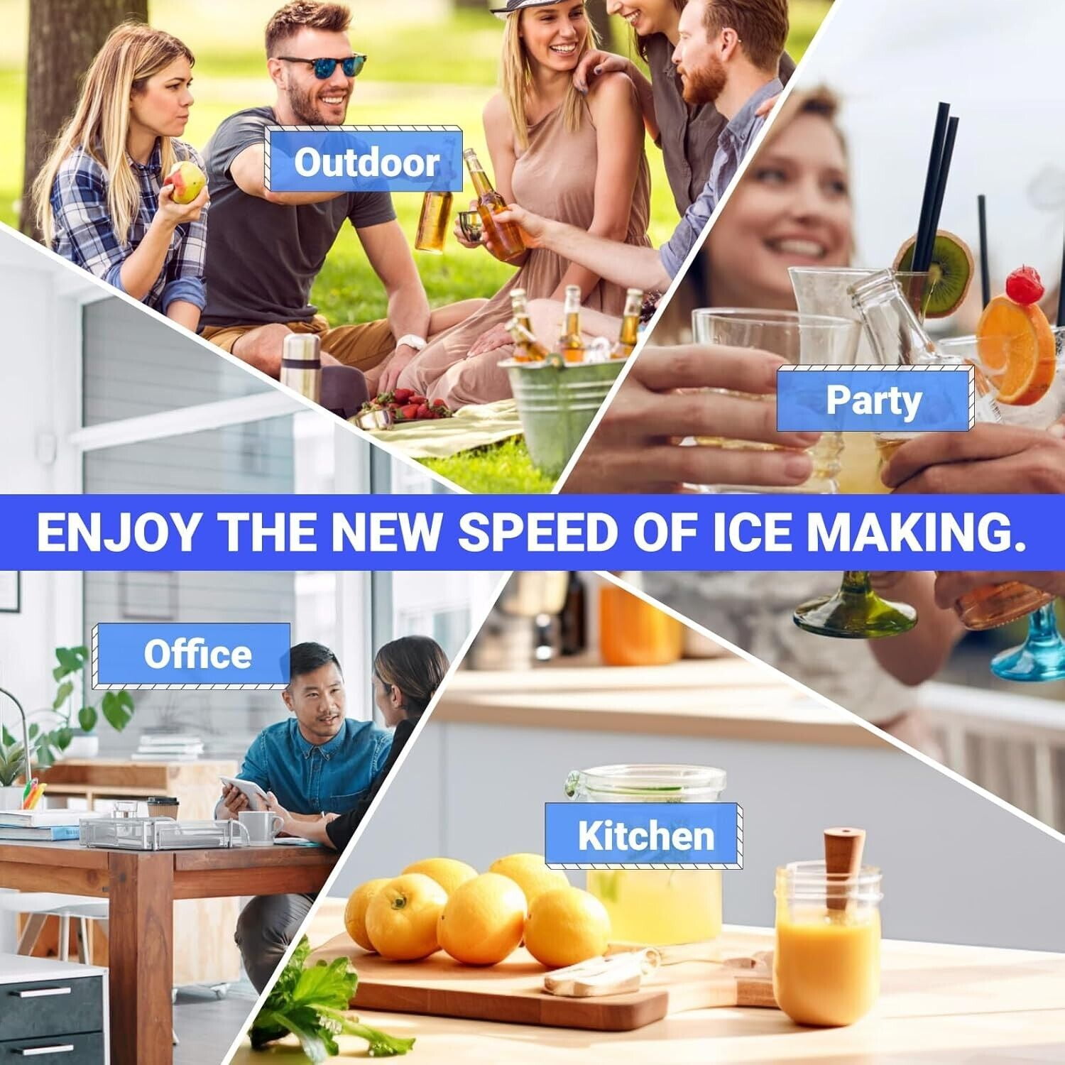Smad 26Lbs Countertop Ice Maker Bullet-shaped Cube Machine Mini Make