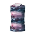 thumbnail image 6 of Lsque lighthouse Waves Torrential Rain Print Men's Cotton Blend Sleeveless Muscle Shirts (S-3XL)- Moisture Wicking, Odor Protection, UPF 30+,3X-Large, 6 of 8