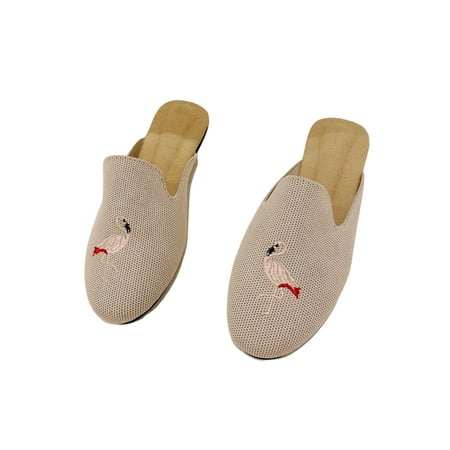 

SIMANLAN Ladies Flat Sandals Slip On Mules Closed Toe Footbeds Womens Fashion Slides Women s Memory Foam Casual Shoes Apricot 6.5