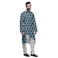 thumbnail image 2 of Atasi Indian Asymmetric Party Wear Kurta With White Churidar Pajama Set For Men, 2 of 3