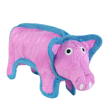 DuraForce Pig Tiger Pink Blue Durable Woven Mesh Fiber Dog Toy with Squeaker