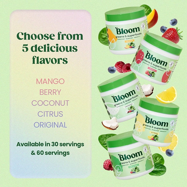 Bloom Nutrition Super Greens Powder Smoothie & Juice Mix - Probiotics for  Digestive Health Bloating …See more Bloom Nutrition Super Greens Powder
