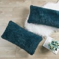 thumbnail image 6 of Home Soft Things Luxury Shaggy Faux Fur Throw Pillow Cases, Ultra Soft Plush Pillow Covers Fluffy Decorative Cushion Covers, No Pillow Insert, Set of 2, Teal, 14x26 Inch, 6 of 6
