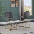 thumbnail image 2 of Chaises Hauteur Comptoir à Dossier Matelassé 24 Pouces Ensemble de 2 en Velours Gris Foncé et Base Dorée, 2 of 3