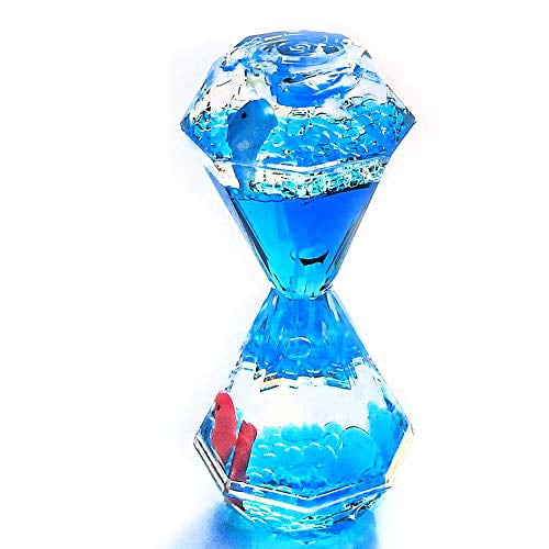 YUE MOTION Liquid Motion Bubbler Floating Sea Creatures, Diamond Shaped Liquid Timer for Fidget Toy,Autism Toys , Children Activity, Calm Relaxing and Home Ornament 