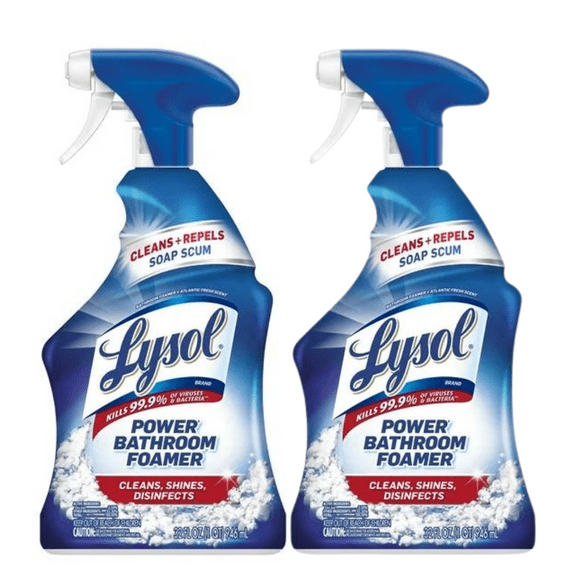 Lysol Power Foaming Cleaning Spray for Bathrooms, Foam Cleaner for Bathrooms, Showers, Tubs, 32oz  (2 Pack)